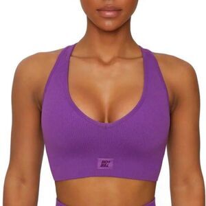 Bo+tee Vibrant ribbed Purple Racerback Sports Bra NWT size medium
